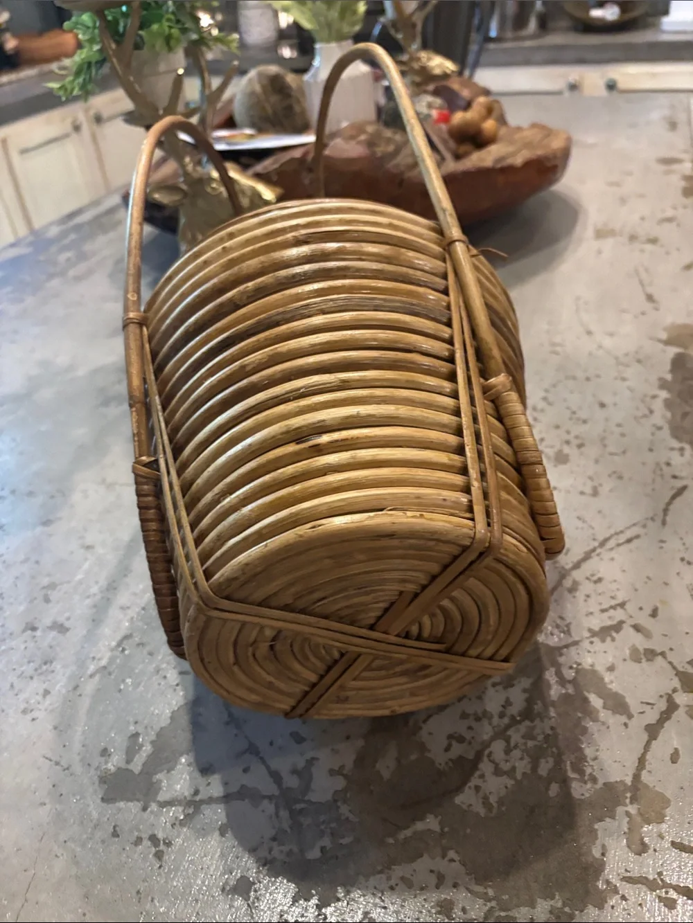 Woven Rattan Decorative Basket - Natural Brown